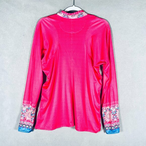Lucky In Love Shirt Womens L Hot Pink Long Sleeve Pullover Tennis UPF 50 - Picture 7 of 14